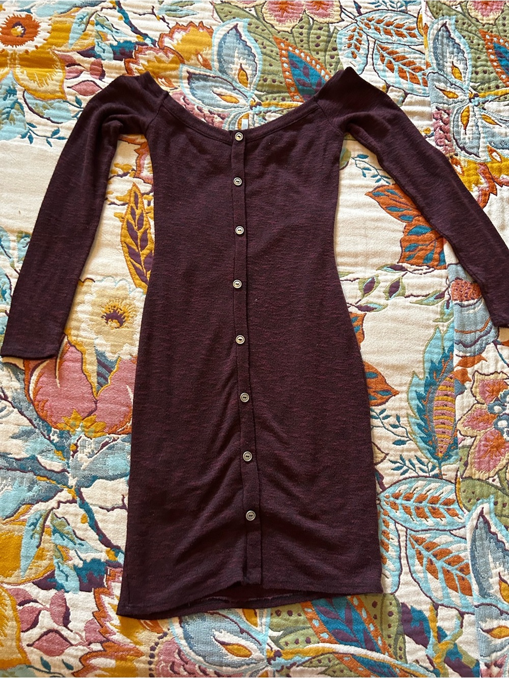 Marled Burgundy Long Sleeve Knit Dress